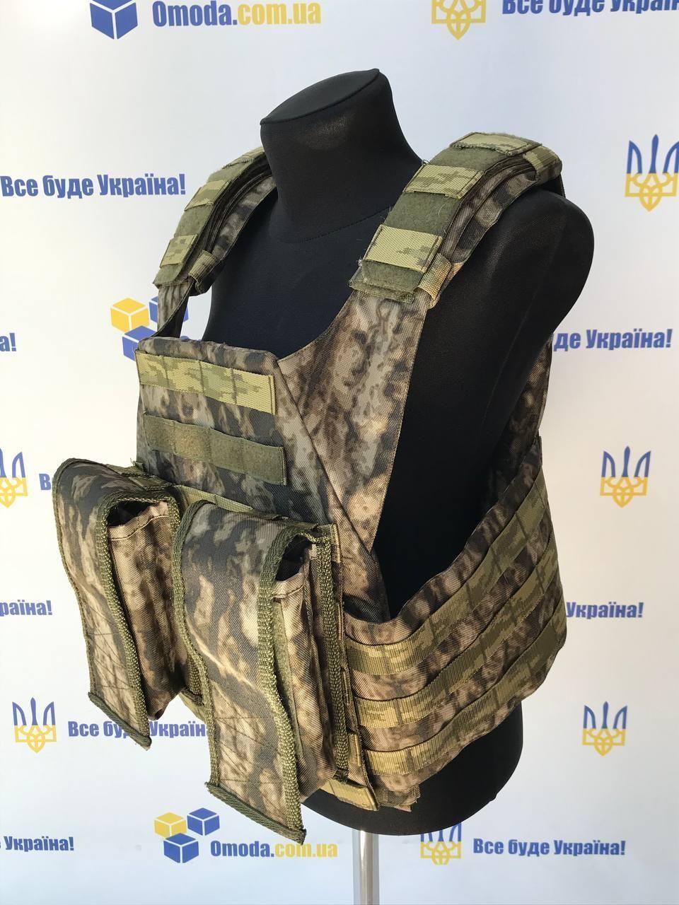 Разгрузочный жилет плитоноска без плит с системой Молли, 2 подсумка, цвет пиксель темный Атакс (Разгрузка темн Атакс)