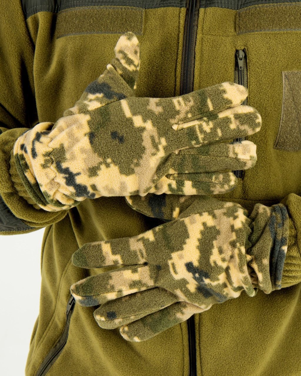 Рукавички зимові чоловічі утеплені флісові, колір піксель (перчатки_флис_пикс М)