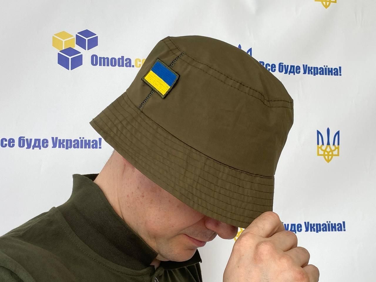 Панама літня з нашивкою Прапор України, Джавелін, кольори олива, розмір 58-59 (панама летняя олива)