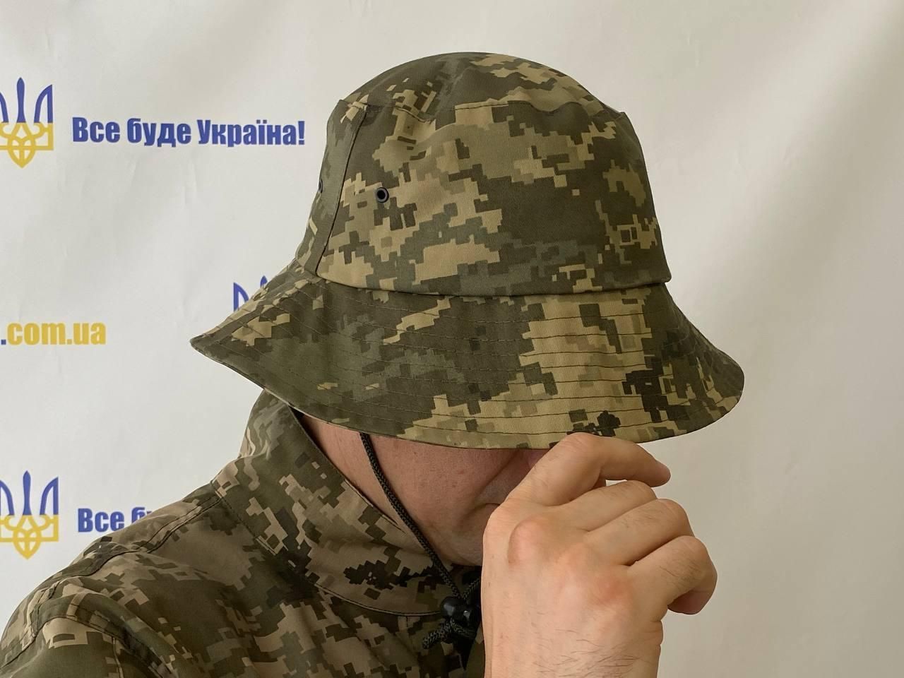 Панама тактична з люверсами для вентиляції, колір олива піксель, тканина грета, 59р-р (панама пиксель люверс)
