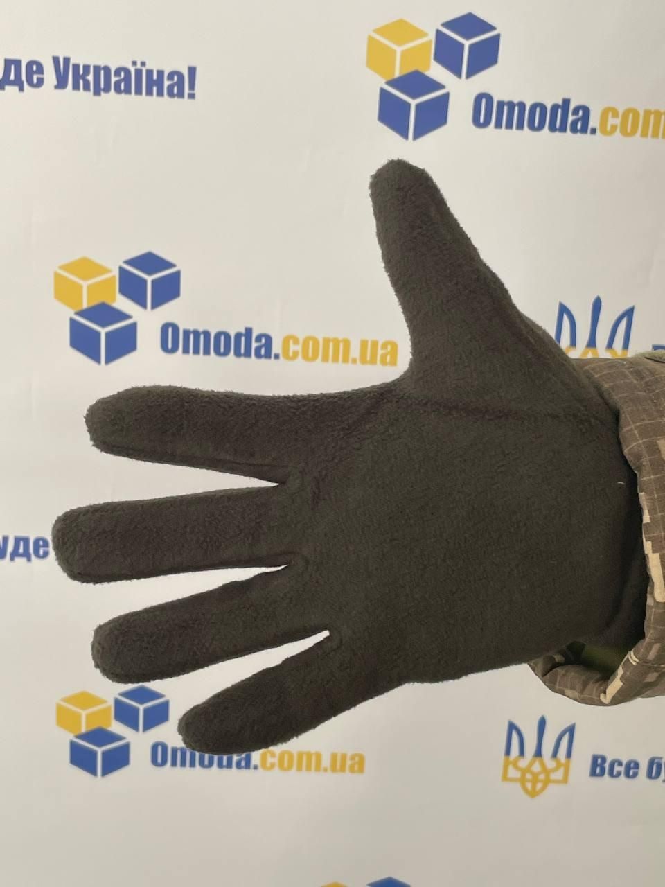 Рукавички зимові чоловічі утеплені флісові, колір олива (перчатки флис олива М)