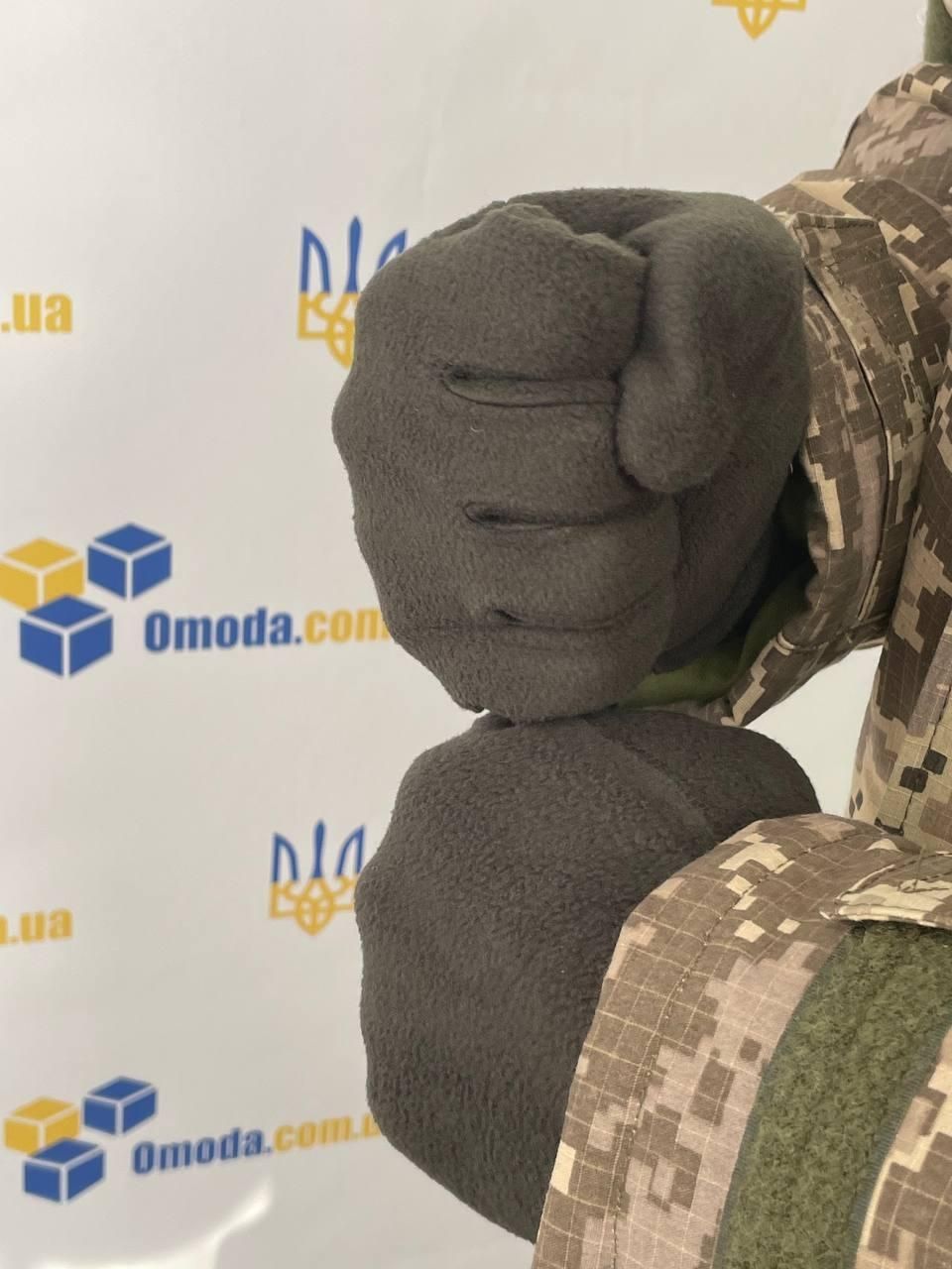 Рукавички зимові чоловічі утеплені флісові, колір олива (перчатки флис олива М)