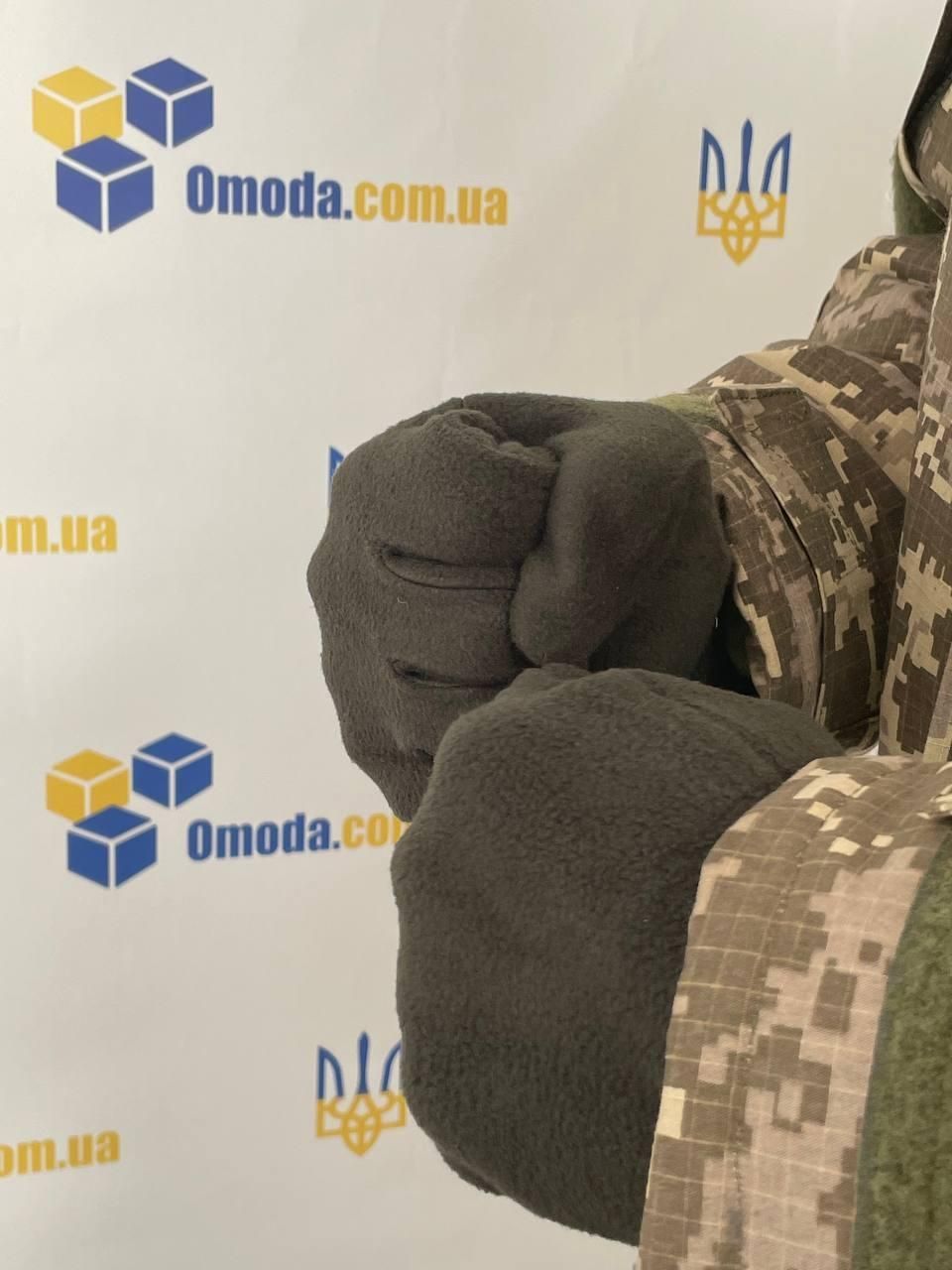 Рукавички зимові чоловічі утеплені флісові, колір олива (перчатки флис олива М)