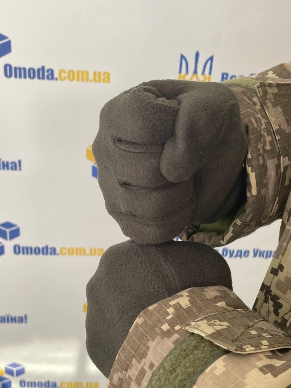 Рукавички зимові чоловічі утеплені флісові, колір олива (перчатки флис олива М)