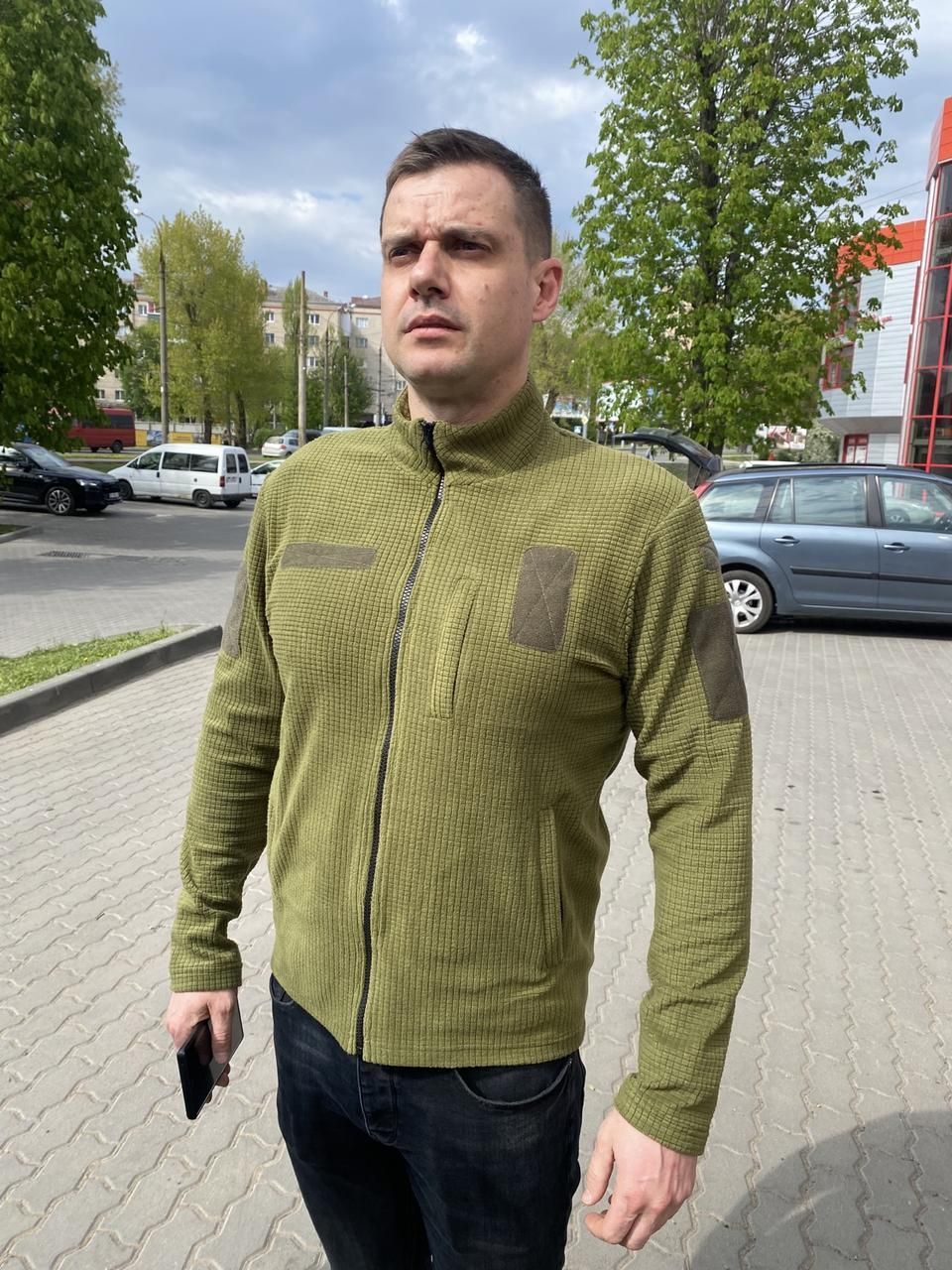 Кофта Олива из облегченного флиса "вафелька - змеиная кожа", с липучками, 3 кармана, 48,50,52,54р-р (кофта вафелька 48)