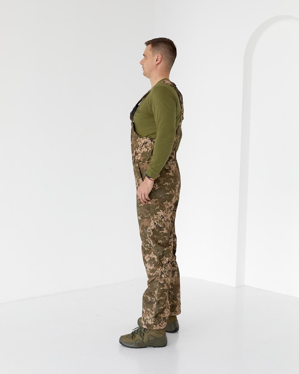Комбинезон утепленный тактический Пиксель softshell, мужские камуфляжные зимние брюки-комбинезон (комбінезон ТС пікс_46/48)