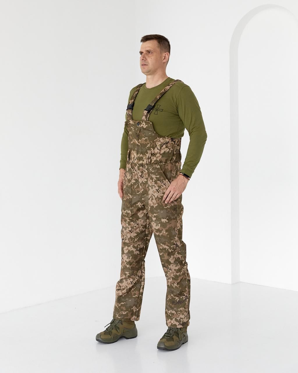 Комбинезон утепленный тактический Пиксель softshell, мужские камуфляжные зимние брюки-комбинезон (комбінезон ТС пікс_46/48)