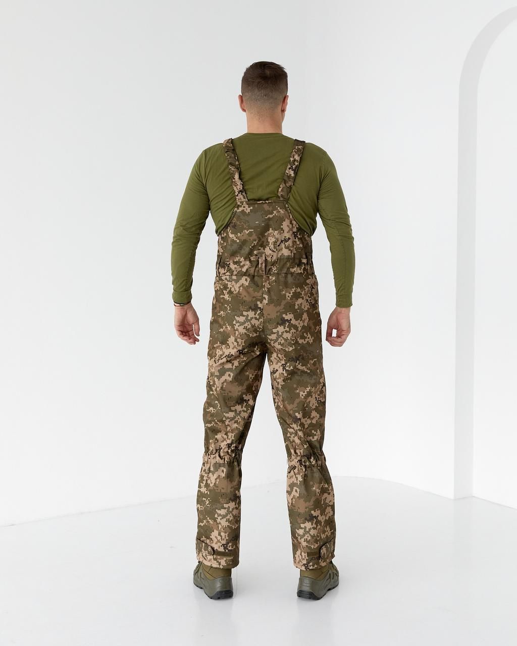 Комбинезон утепленный тактический Пиксель softshell, мужские камуфляжные зимние брюки-комбинезон (комбінезон ТС пікс_46/48)