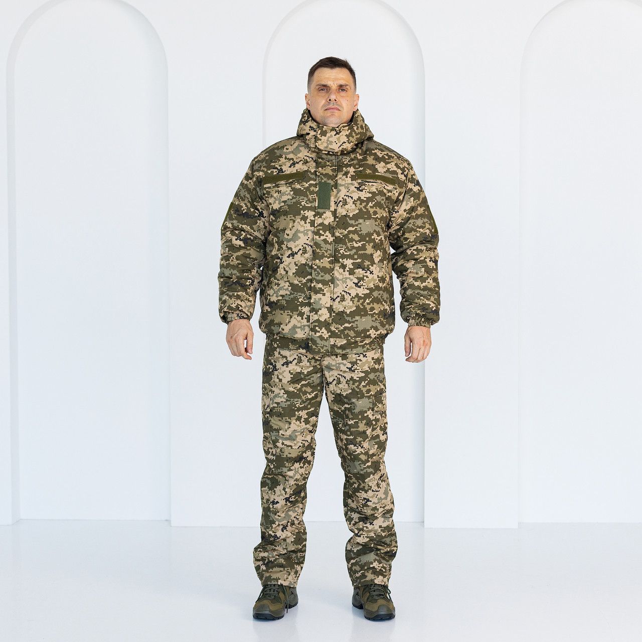 Штани тактичні зимові Піксель, чоловічі утеплені камуфляжні штани на нетканій підкладці (штани_АГ_утеп_пікс_48)