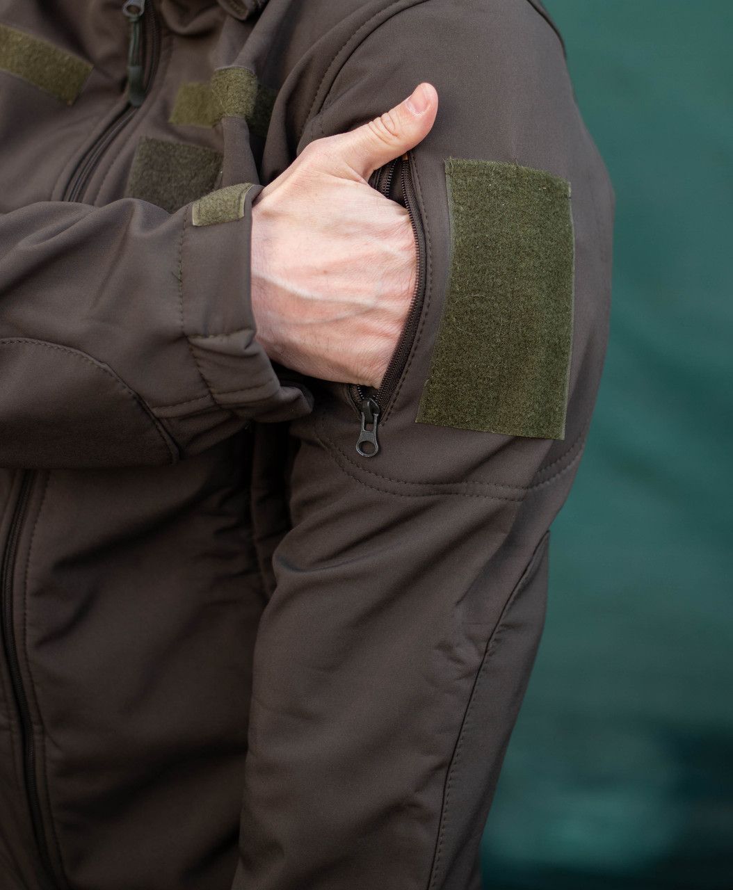 Чоловічий тактичний демісезонний костюм Softshell Олива, утеплена куртка на флісі і штани (костюм ЦЧ_софтш_олива_46)