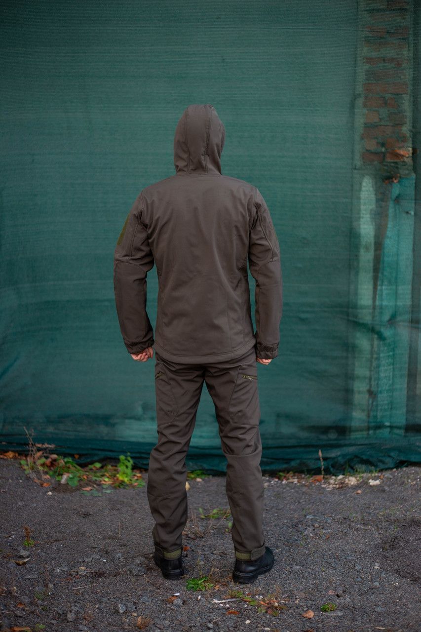 Чоловічий тактичний демісезонний костюм Softshell Олива, утеплена куртка на флісі і штани (костюм ЦЧ_софтш_олива_46)