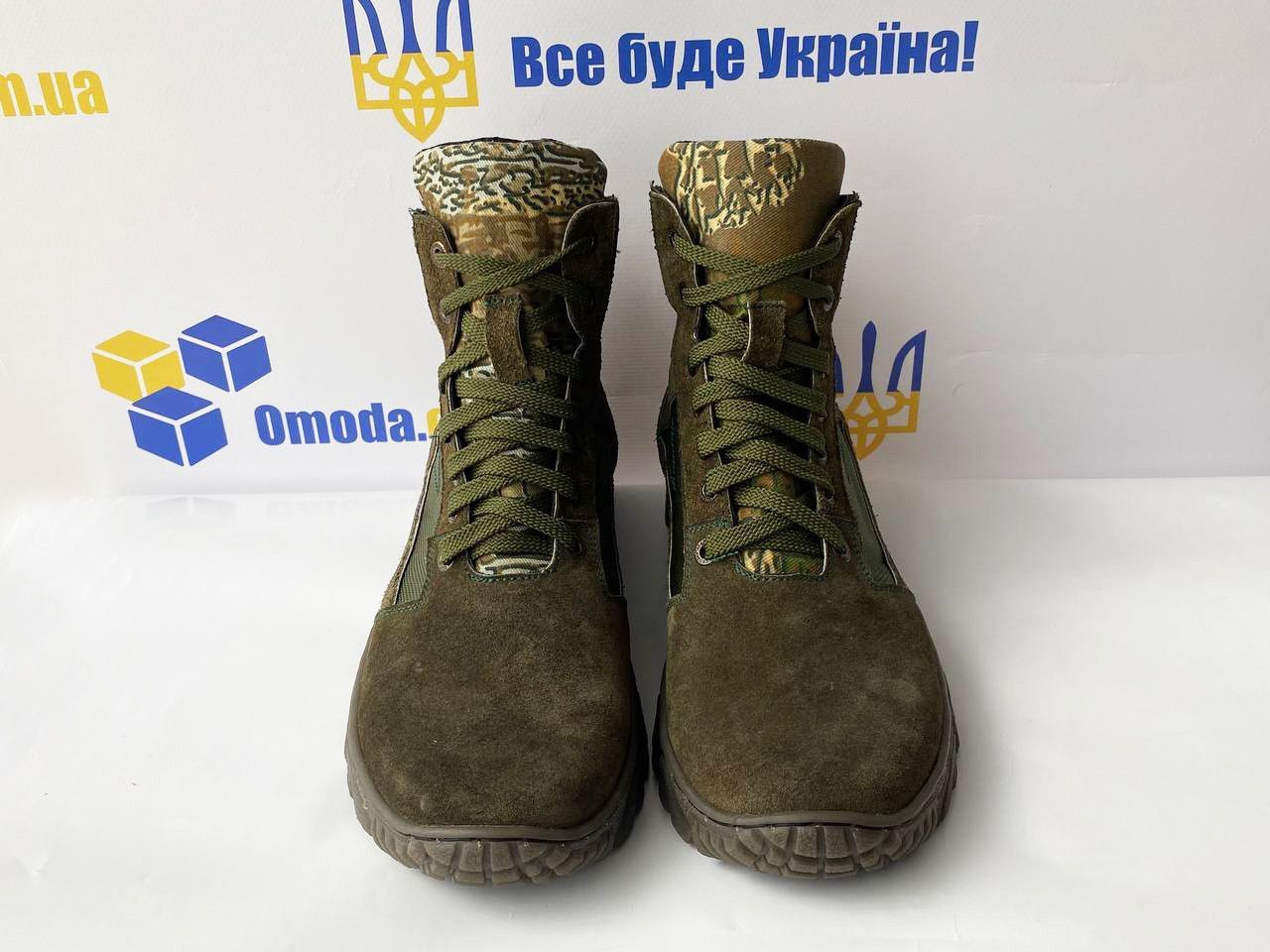 Полуберцы нубуковые с тканевой вставкой из оксфорда цвет олива, подошва Энерджи Размеры 41, 42, 43, 44, 45 (Полуберцы оксфорд олива)