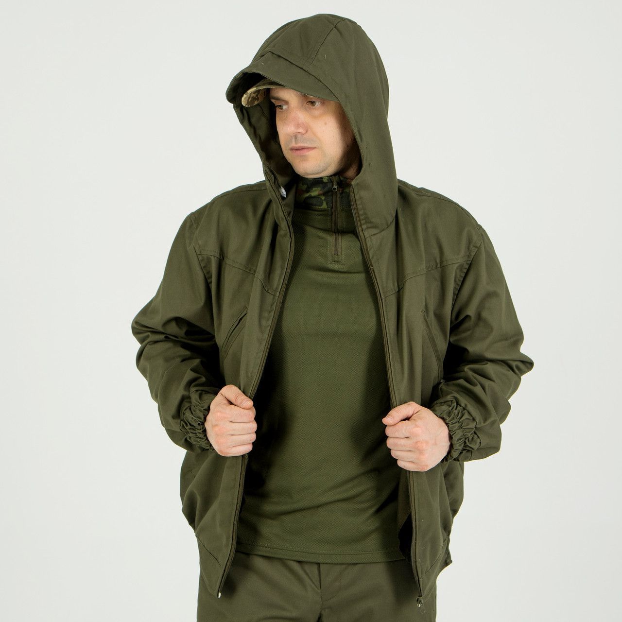 Костюм ткань канвас цвет хаки, куртка под резинку, 48,50,52,54,56,58р (костюм_канвас_резика 48)