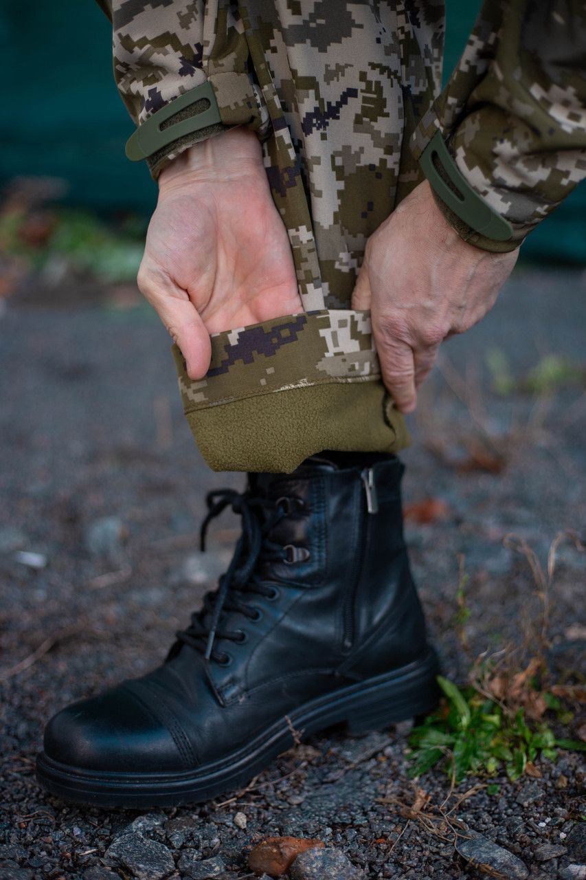 Чоловічий тактичний демісезонний костюм Softshell Піксель, утеплена куртка на флісі і штани (костюм ЦЧ_софтш_пікс_46)