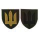 Шеврон, нарукавная эмблема - Тризуб черный, желтый, оливковый на оливковом фоне , на липучке, Размер 70&times;80 мм (Ш_Тризуб_чорн_олив)