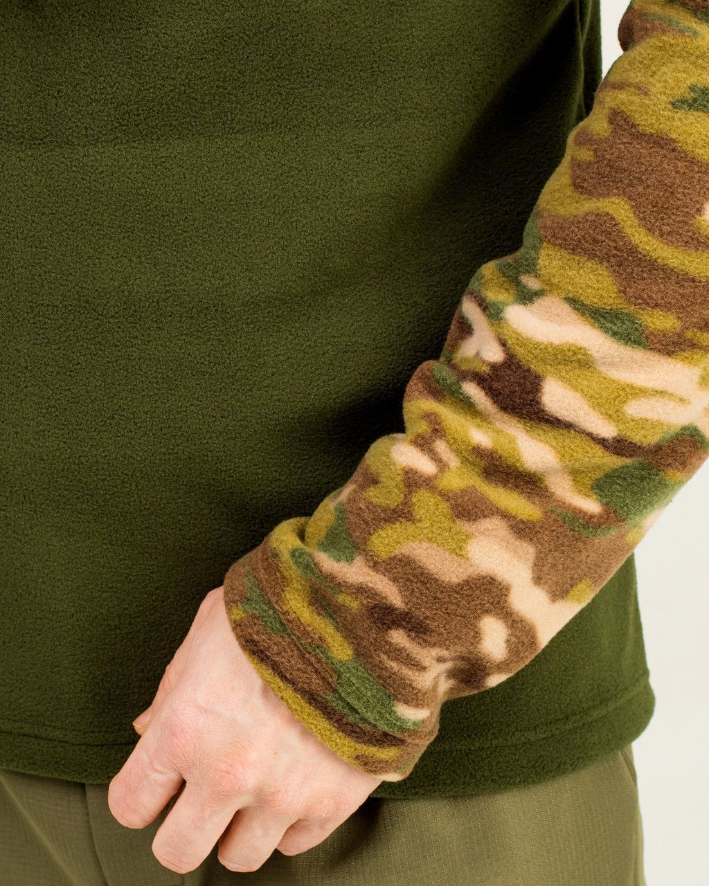 Рубашка тактическая флисовая Убокс БРЖ, цвет оливковый вставки мультикам S, M, L, XL, 2XL р-р (Убокс_флис_мультикам_S)