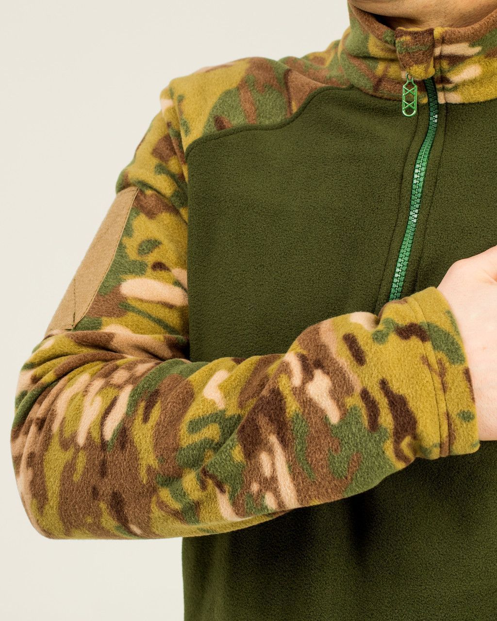 Рубашка тактическая флисовая Убокс БРЖ, цвет оливковый вставки мультикам S, M, L, XL, 2XL р-р (Убокс_флис_мультикам_S)