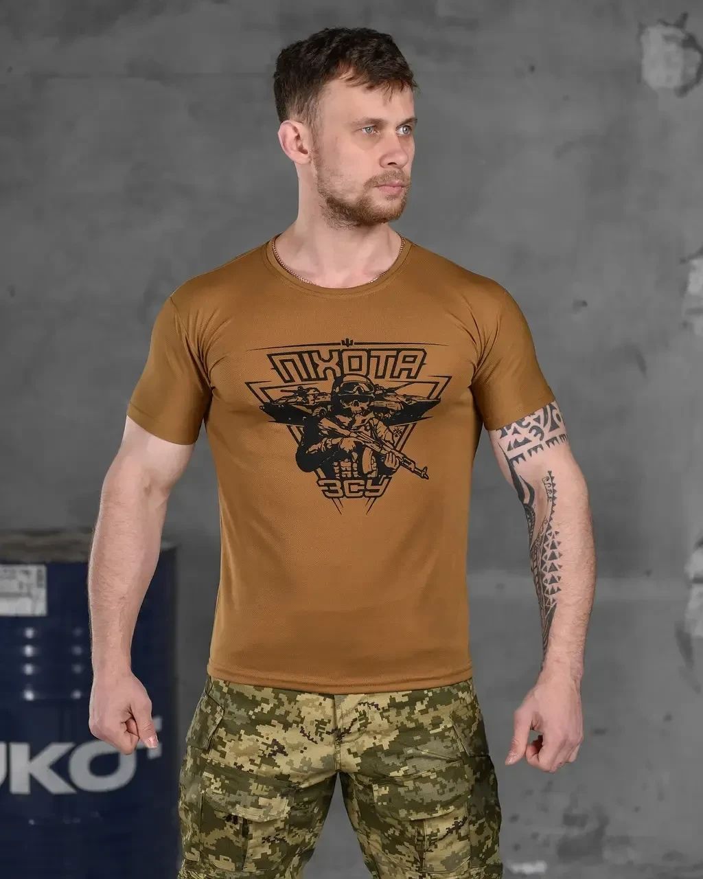 Футболка тактична "Піхота ЗСУ" койот, потовідвідна тканина Coolmax (футболка ПіхотаЗСУ койотS)