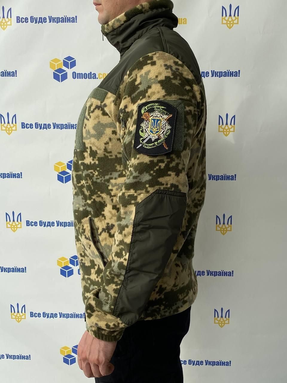 Кофта флисовая мужская Пиксель комбинированная с плащевкой, тактическая, с липучками, 46,48,50,52,54,56,58,60р (кофтМY фл комб пикс пл 46)