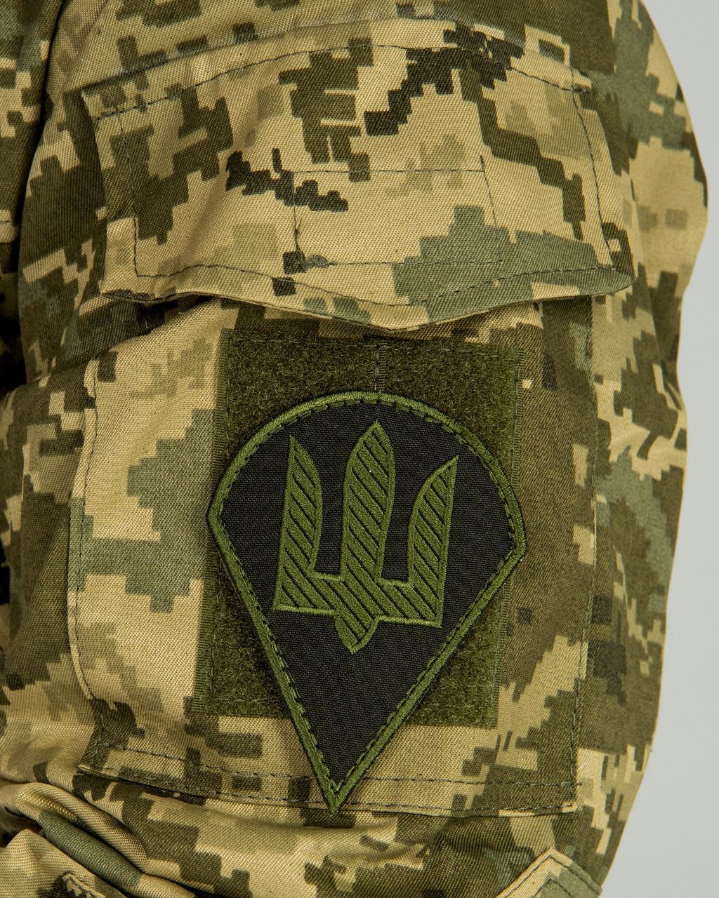 Шеврон, нарукавна емблема - Тризуб крапля 79-а бригада, колір оливковий, бордовий, піксель, на липучці (Ш_Тризуб_капля_олив)