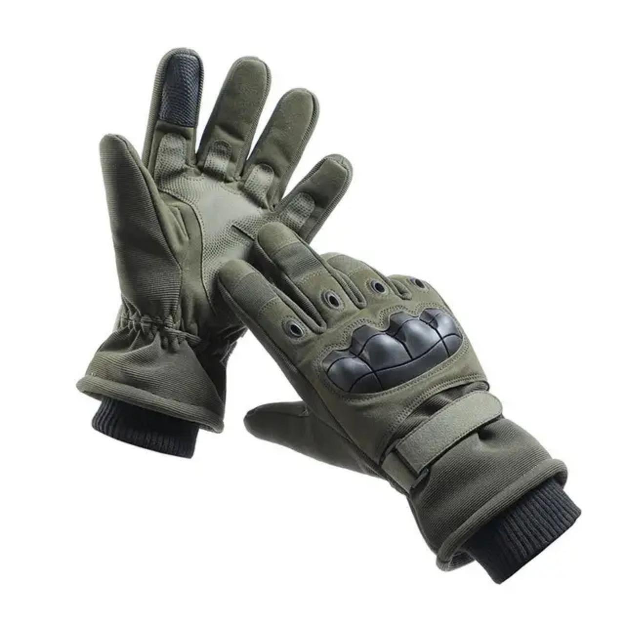 Тактичні зимові рукавички оливкового кольору з сенсорним ефектом, утеплені чоловічі рукавички XL