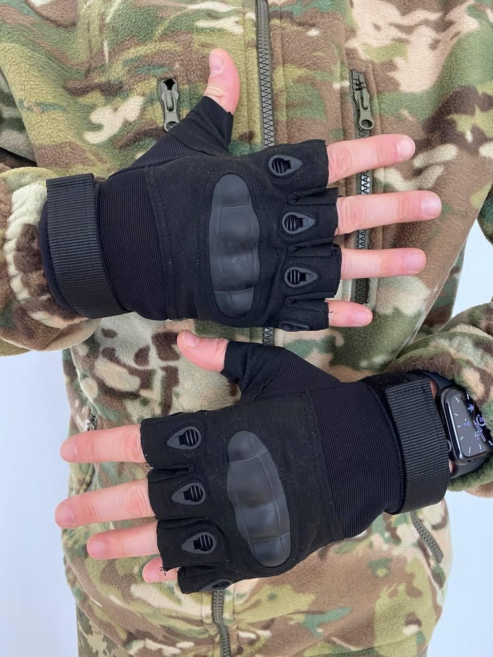 Тактичні рукавички Відкриті безпалі кольори олива або чорний розміри M, L ,ХL (Тактич перчатки_о_б М)