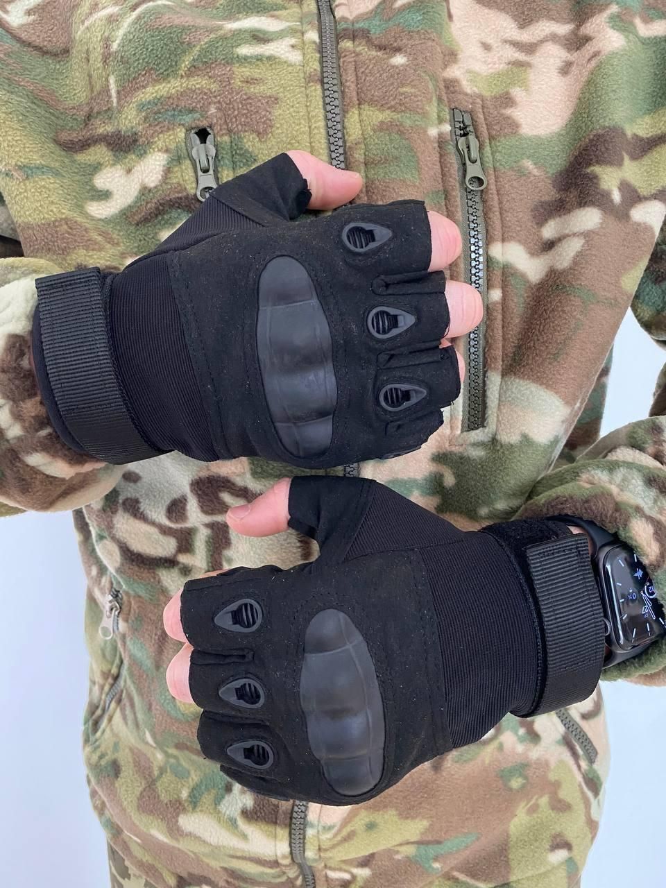 Тактичні рукавички Відкриті безпалі кольори олива або чорний розміри M, L ,ХL (Тактич перчатки_о_б М)