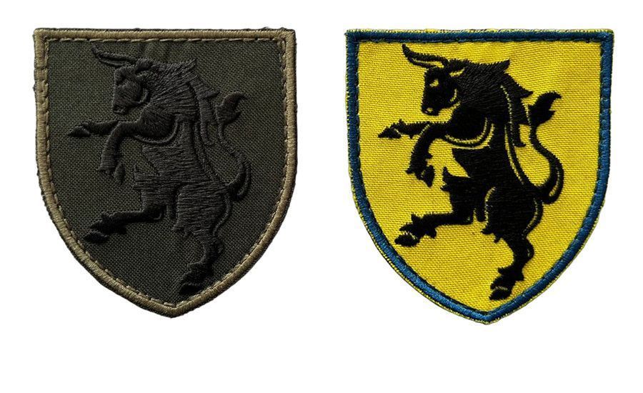Шеврон, нарукавний знак 43-ї окремої механізованої бригади ЗСУ, тактичний шеврон на липучці 43 ОМБр (Ш 43 ОМБр бик олива)