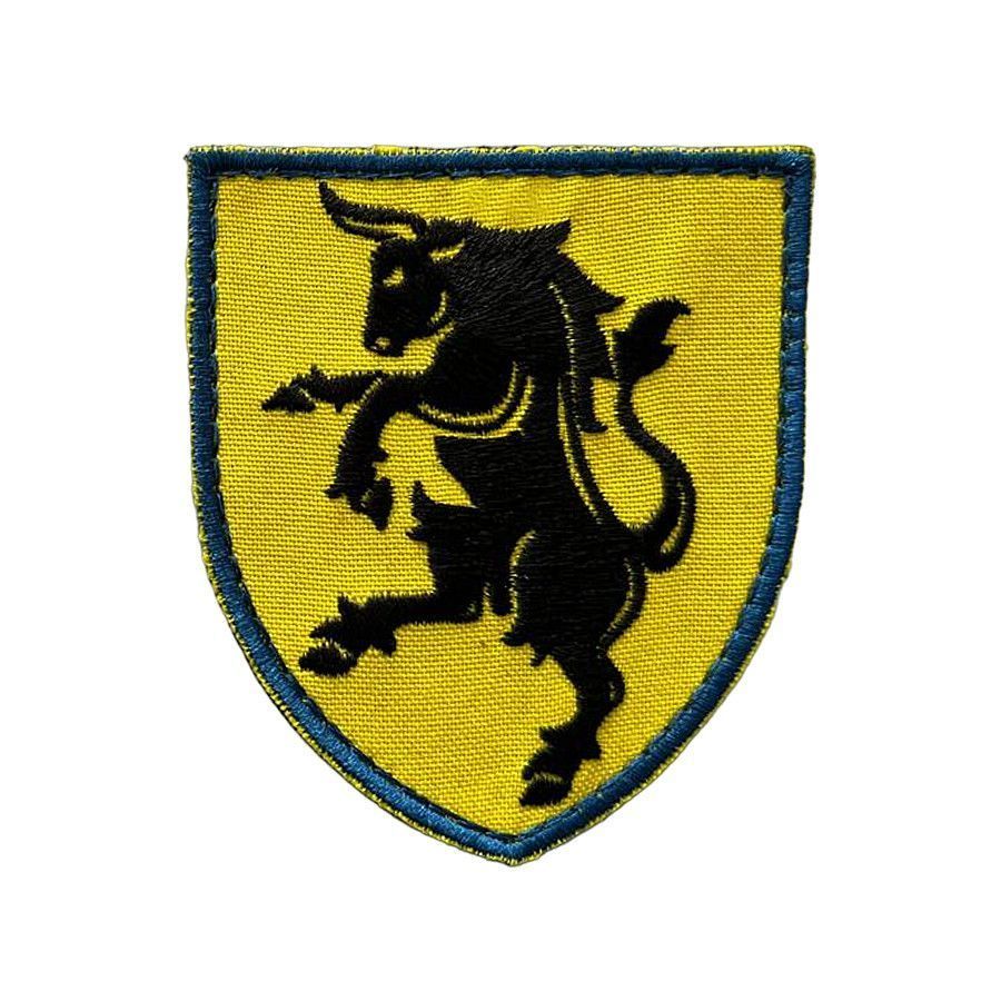Шеврон, нарукавний знак 43-ї окремої механізованої бригади ЗСУ, тактичний шеврон на липучці 43 ОМБр (Ш 43 ОМБр бик олива)