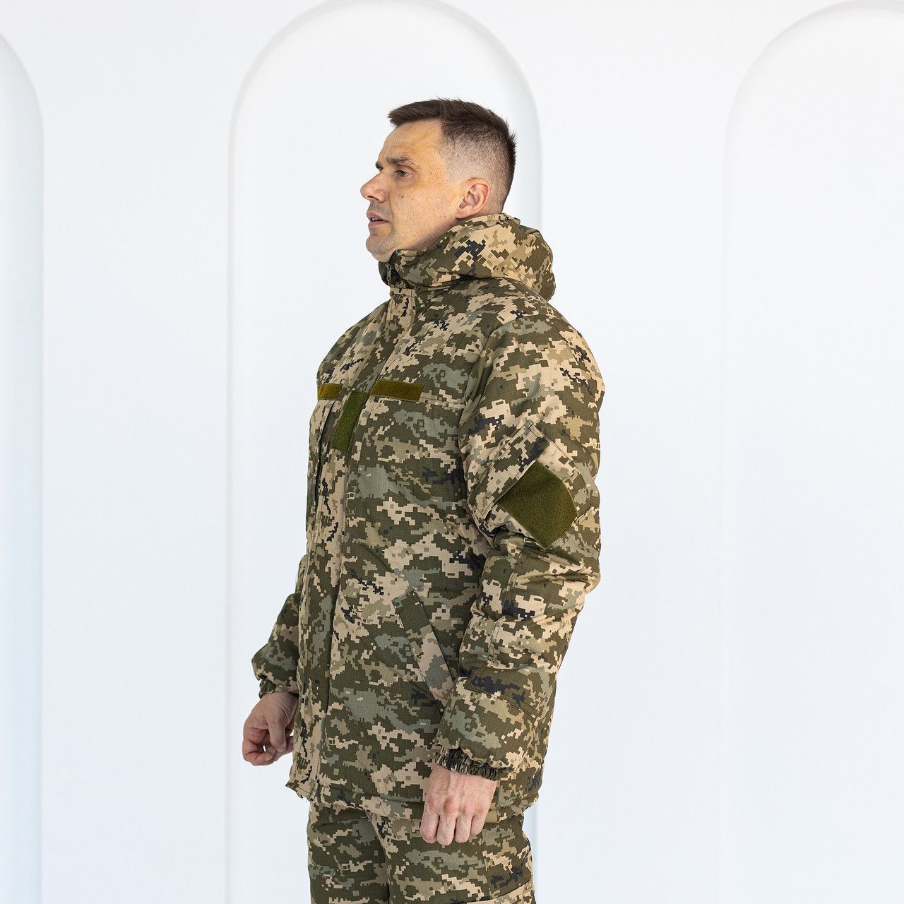 Бушлат Гірка камуфляжний зимовий Піксель, чоловіча тактична зимова куртка піксель з утяжкою 60 (буш Гірка утяж_АГ_пікс_60)
