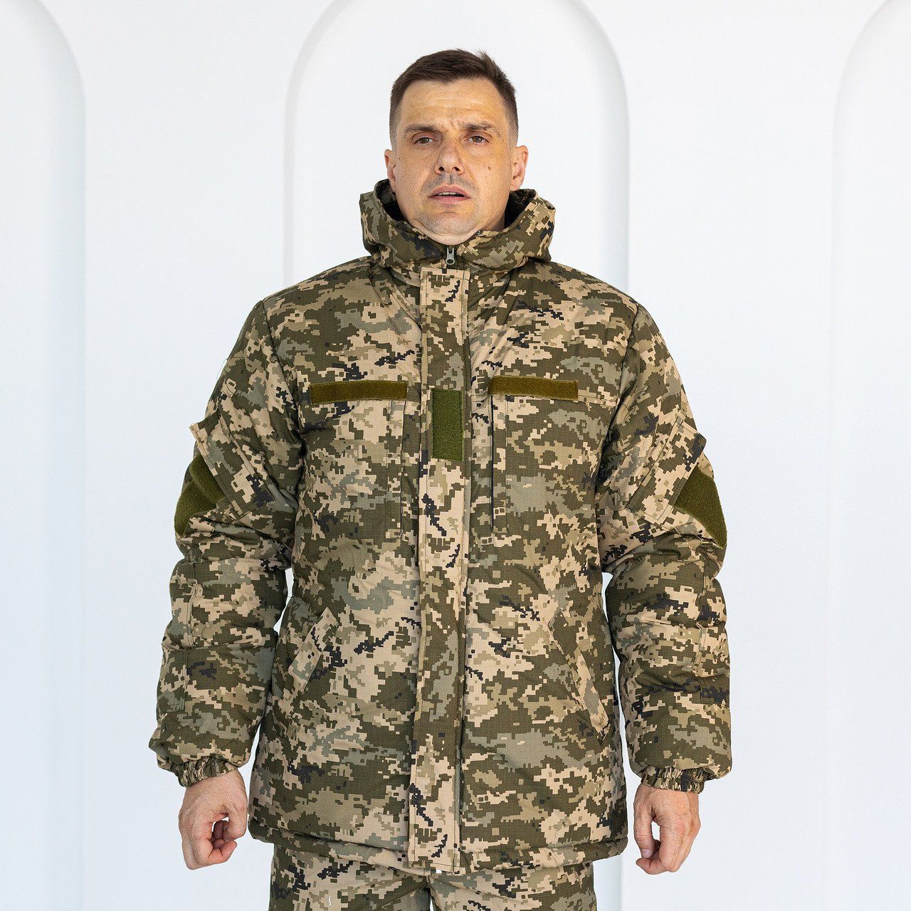 Бушлат Горка камуфляжный зимний Пиксель, мужская тактическая зимняя куртка пиксель с утяжкой 60 (буш Гірка утяж_АГ_пікс_60)