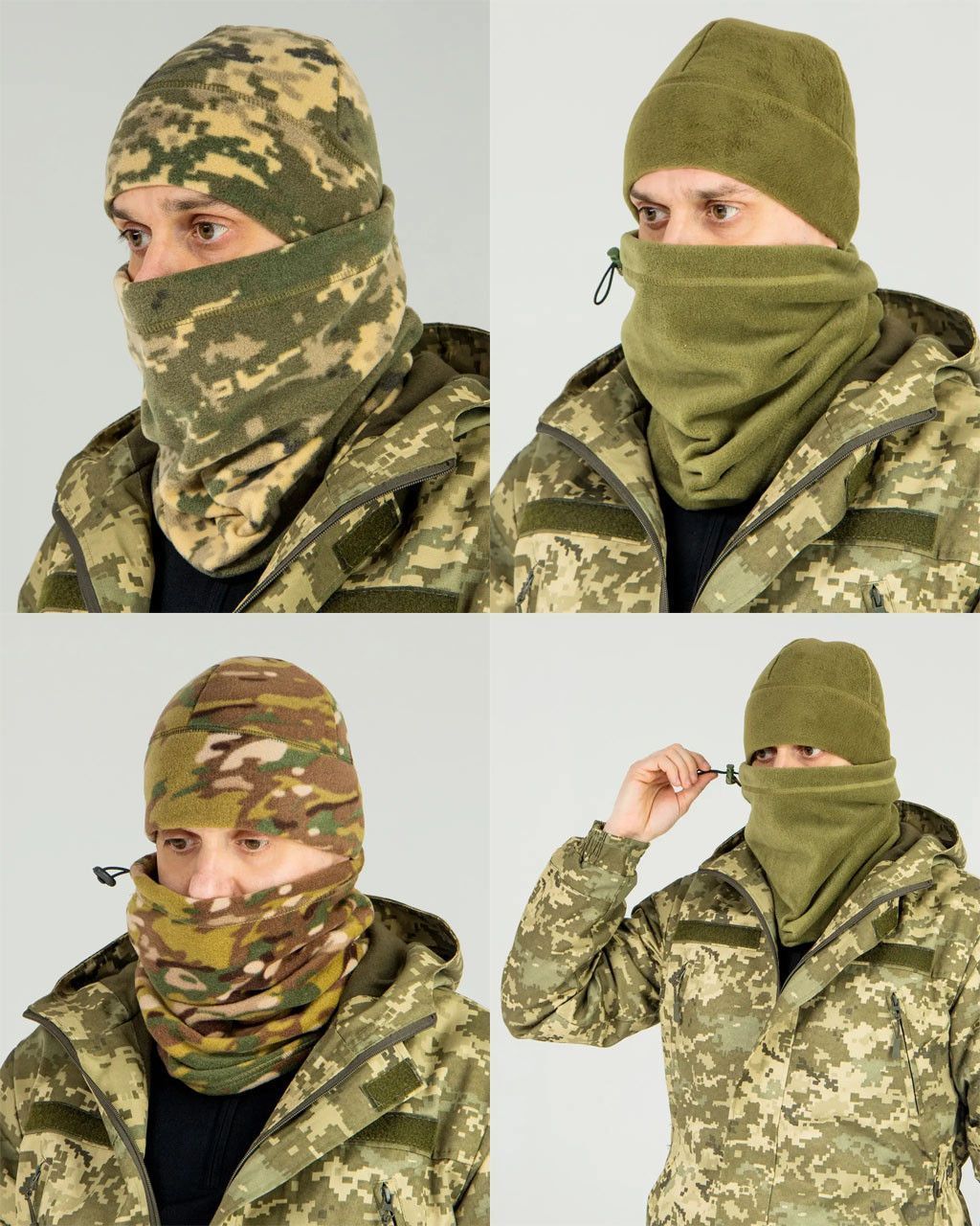 Бафф (шарф-труба) зимний флисовый, цвет олива, пиксель, мультикам Размер универсальный (бафф_фл олива)