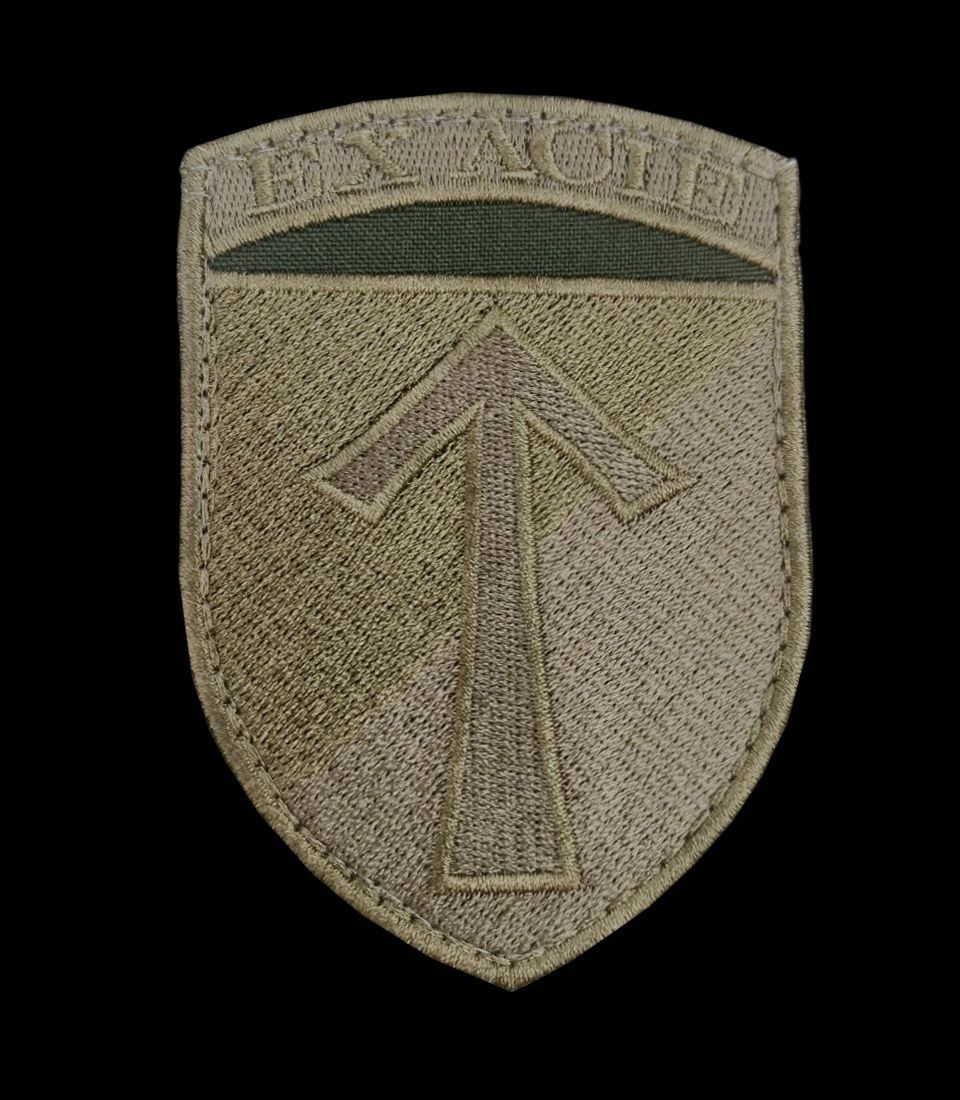 Шеврон, нарукавный знак 57-я отдельная мотопехотная бригада "EX ACIE", шеврон на липучке 57 ОМПБр (Ш 57 ОМПБр_жовт-блак)