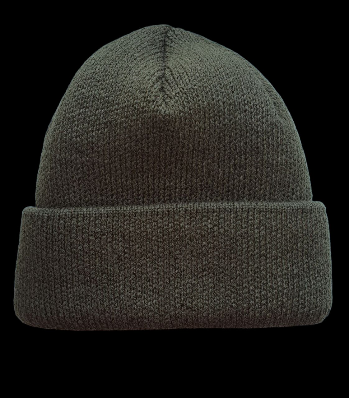 Шапка зимова в'язана з відворотом Олива, напіввовняна тактична шапка, розмір універсальний фото